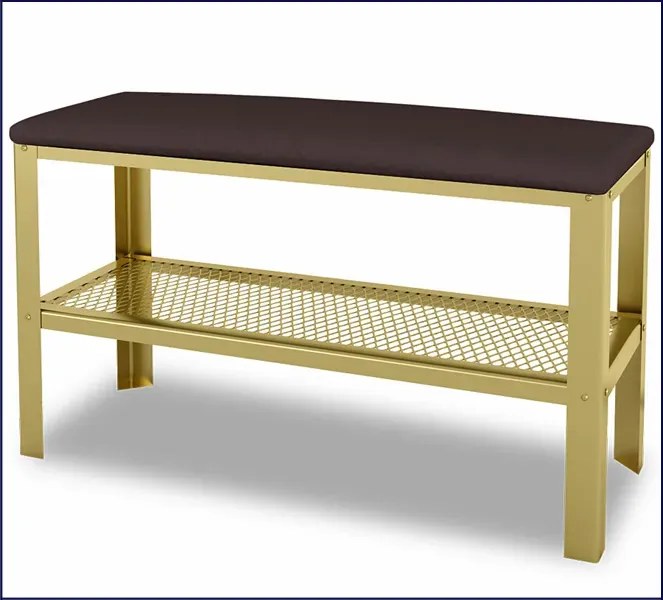 Nowoczesne siedzisko z metalowym stelażem złoty + wenge S6-D84