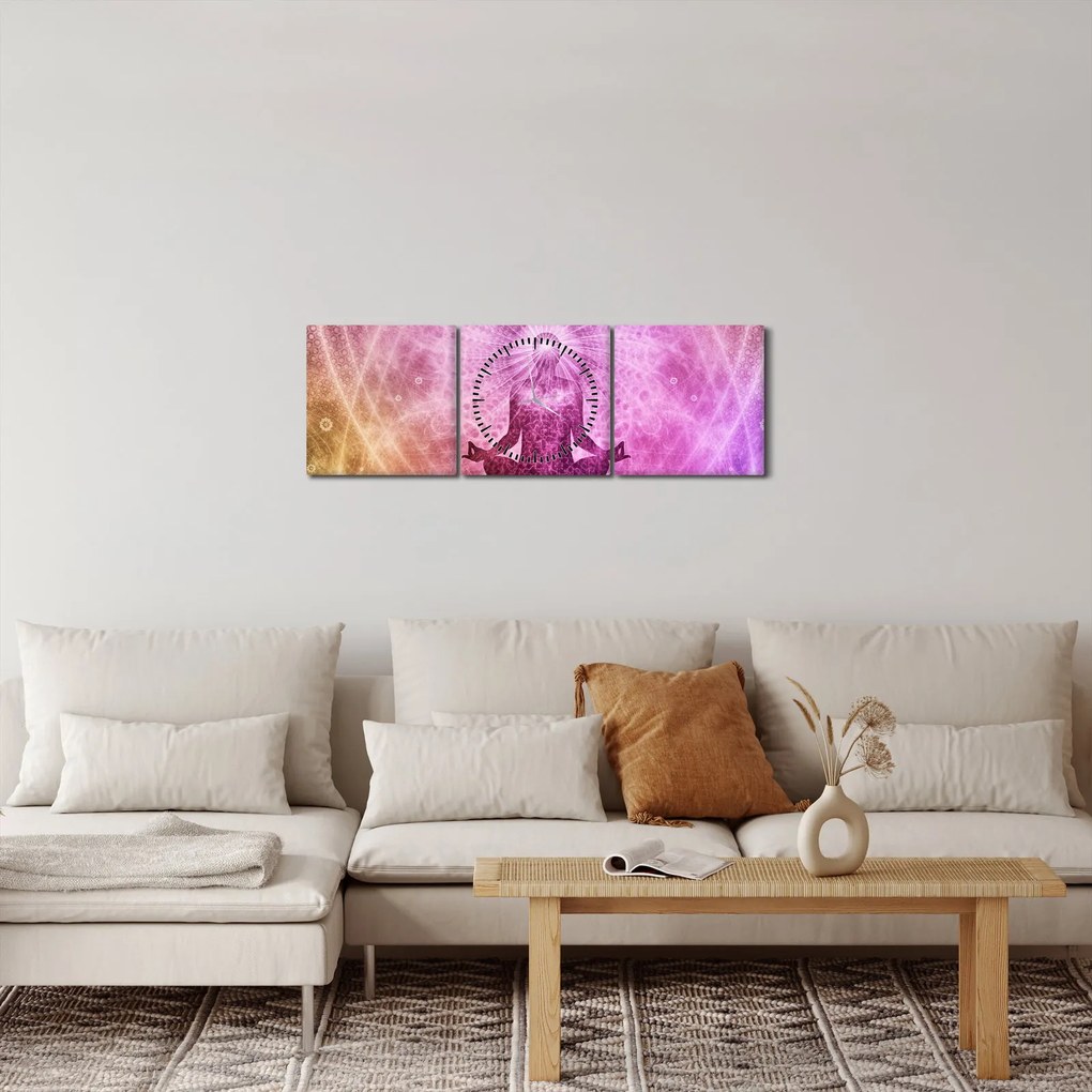 Obraz - aura medytacji (z zegarem) (90x30 cm)