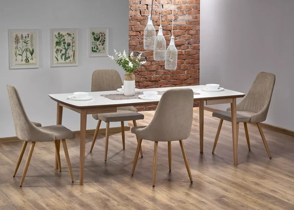 Biały stół rozkładany Barr 90–190 cm MDF – nowoczesny, lite drewno bukowe, kompaktowy