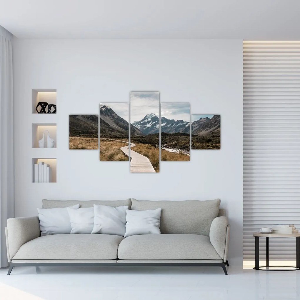 Obraz - Chodnik w dolinie góry Mt. Cook (125x70 cm)