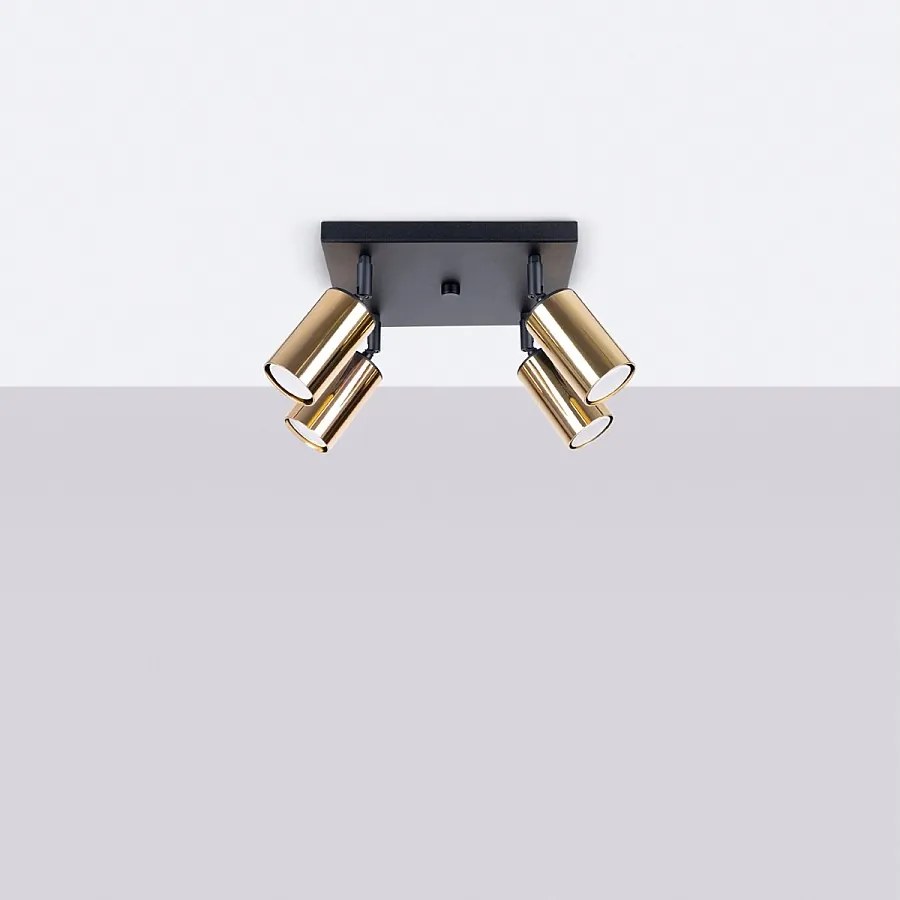 Plafony nowoczesny Glois, stal - 4 źródło światła 4000K - L.25 x H.19 cm - czarny/złoty