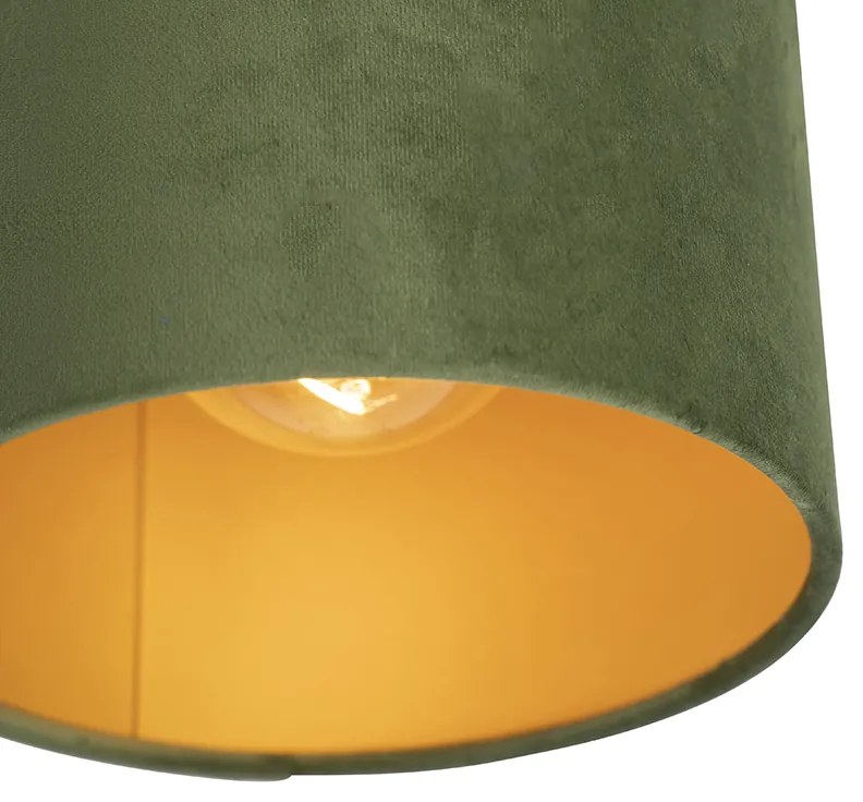 Lampa sufitowa z abażurem z weluru zielonym ze złotem 20 cm - Combi BlackWiejski/ Rustykalny / Vintage Oswietlenie wewnetrzne