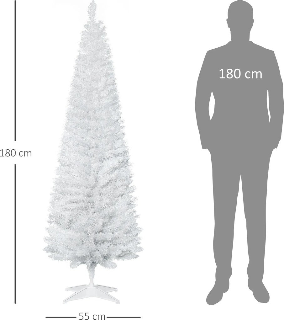 Choinka 390 gałązek jodła z plastikowym stojakiem, biały | Aosom PL