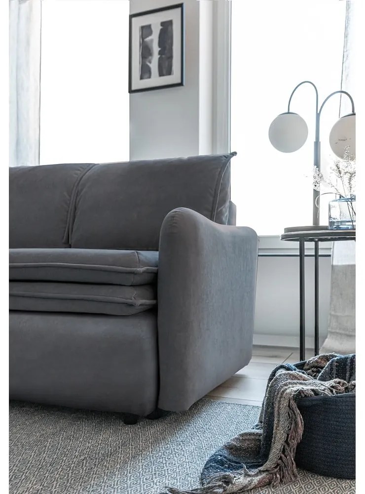 Szara aksamitna rozkładana sofa Miuform Tender Eddie