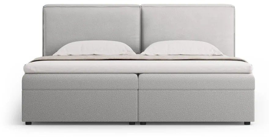 Jasnoszare łóżko boxspring ze schowkiem 140x200 cm Arendal – Cosmopolitan Design