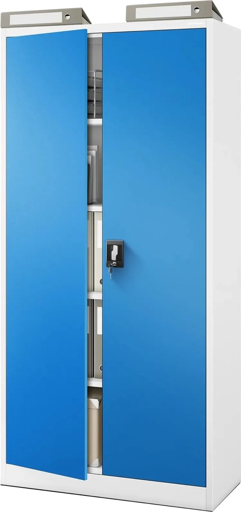 Szafa biurowa na akta wysoka Jan H 90x40x195 cm szary/niebieski