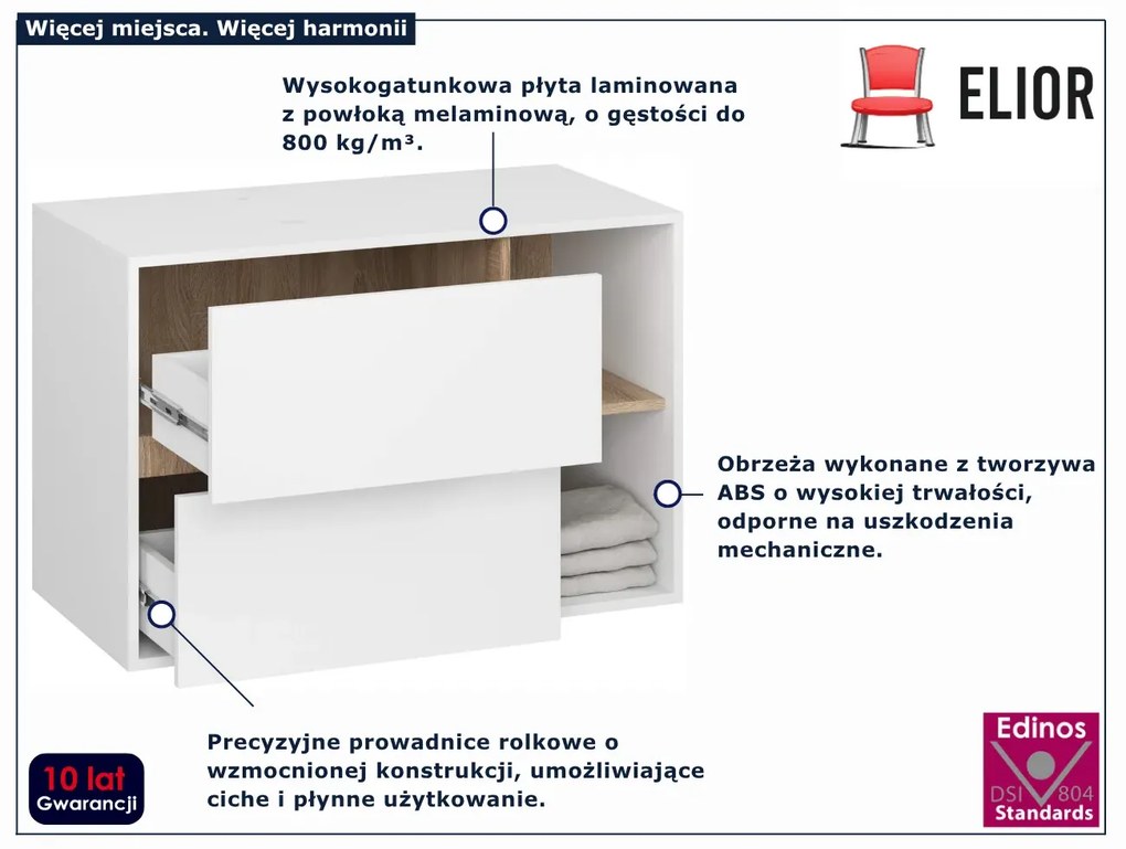 Szafka pod umywalkę nablatową biała + dąb sonoma D6-L31