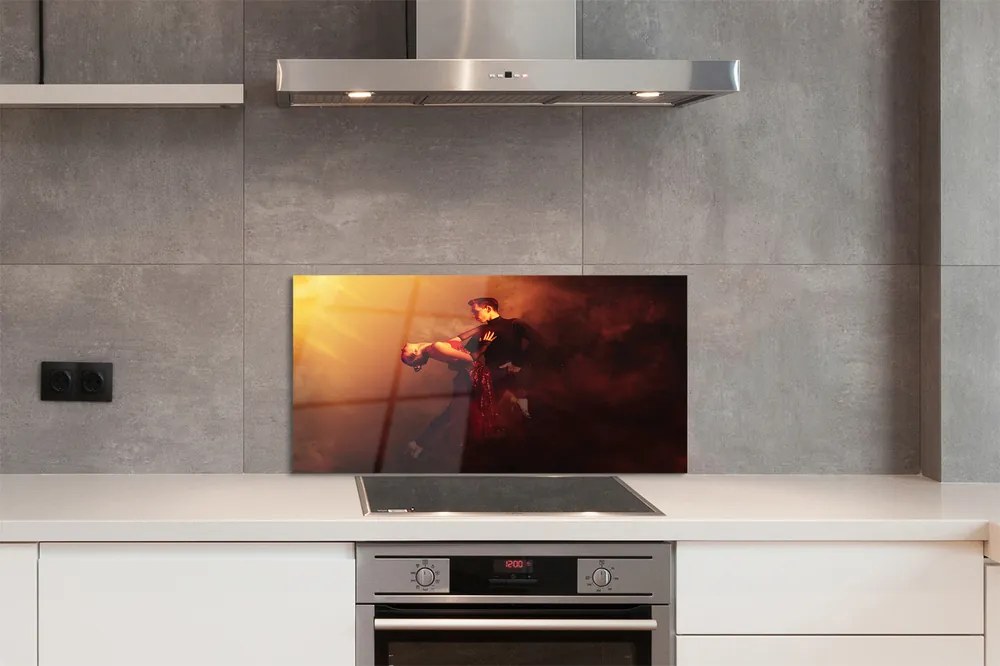 Szklany Panel Tancerze w Deszczu i Dymie