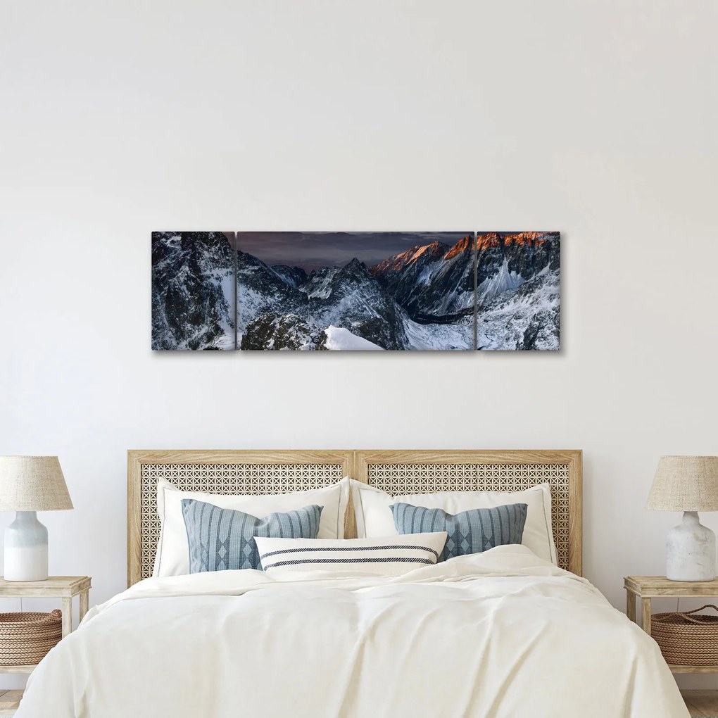 Obraz - Wschód słońca w górach (170x50 cm)