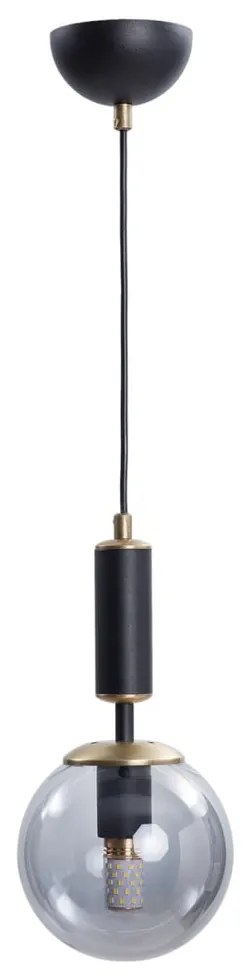 Czarno-szara lampa wisząca ze szklanym kloszem ø 15 cm Hector – Squid Lighting