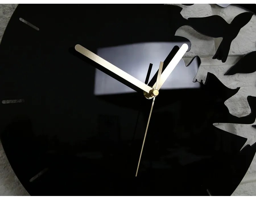 Zegar ścienny okrągły z cichym mechanizmem na ścianę akrylowy z ptakami