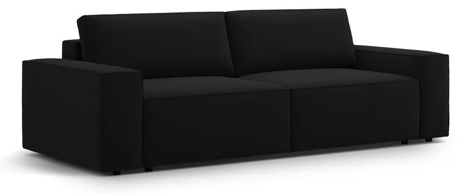 Czarna aksamitna rozkładana/ze schowkiem sofa 247 cm Jodie – Micadoni