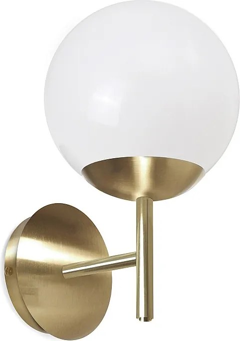 Kinkiet OXY styl klasyczny i ponadczasowy - g?. 20 cm x wys. 32 cm - opalowa kula ø20 - wn?trze - E27 40W - IP40 - stal i z?oto