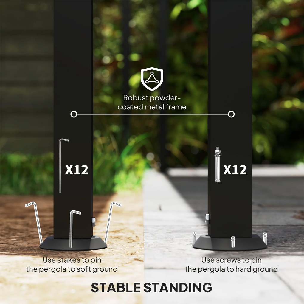 Outsunny Pergola 3 x 5 m, Elastyczne zadaszenie ogrodowe z wodoodporną płachtą i metalową ramą, Cieniujący dach, Kremowy