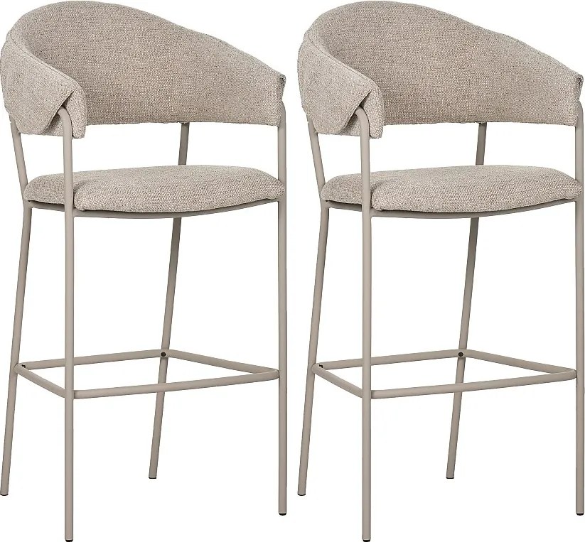 Zestaw 2 krzeseł barowych - materiał i metal - beżowy - KARTAR