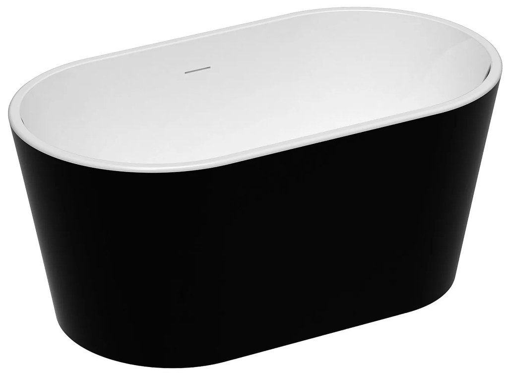 Wanna wolnostojąca owalna - 180 L - 130 x 71 x 58 cm - Czarna - Akrylowa - APOGON
