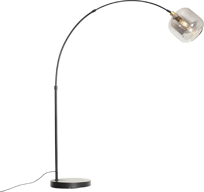 Lampa łukowa czarna ze złotem i dymionym szkłem - Zuzanna