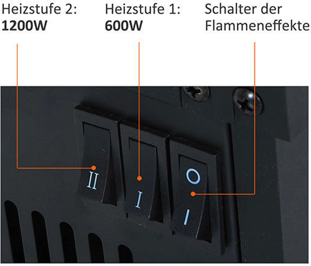 Kominek Elektryczny Stojący 1200w Homcom Czarny