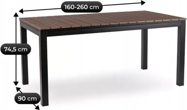 Stół ogrodowy rozkładany Lorini metalowy taras loft