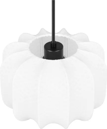 Biała metalowa lampa wisząca z tekstylnym kloszem ø 25 cm Madleine – Reality