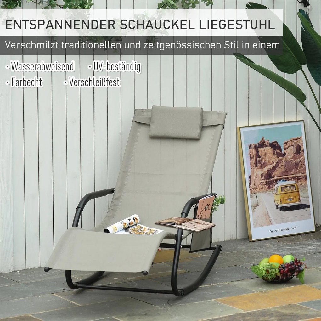 Krzesło Bujane Outsunny Fotel Ogrodowy Metalowa Siatka Komfort i Design Czarny Jasnoszary | Aosom PL