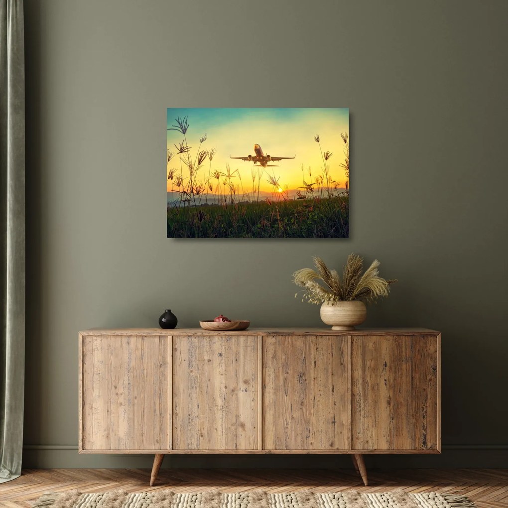 Obraz na szkle - startujący samolot (70x50 cm)