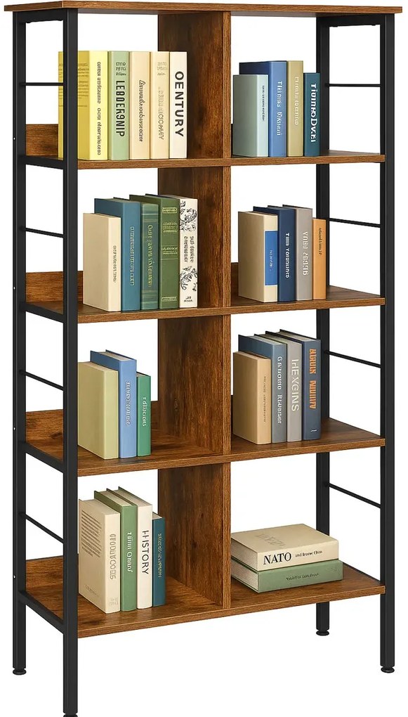 Duży metalowy regał na książki rustykalny brąz P7-B81