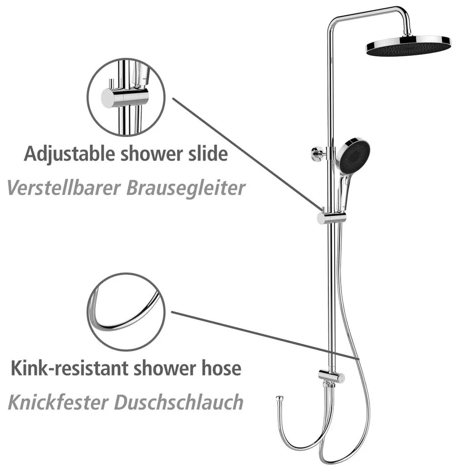 Zestaw prysznicowy ze stali nierdzewnej w kolorze błyszczącego srebra 120 cm Soft Water – Wenko