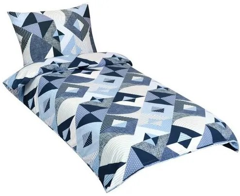 Bellatex Bawełniana pościel Geometria niebieska,140 x 200 cm, 70 x 90 cm