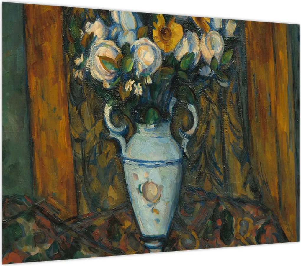 Obraz na szkle - Paul Cézanne, Vase of Flowers, reprodukcje (70x50 cm)