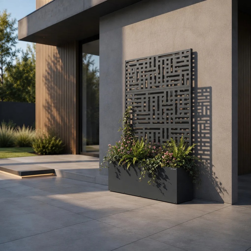 Pergola ogrodowa metalowa z donicą Rose 120 × 30 × 180 cm, kolor antracyt