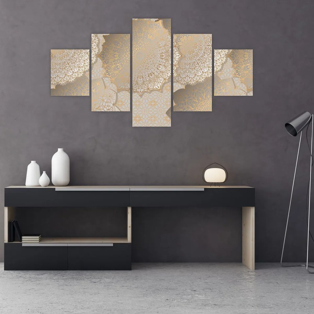 Obraz - Mandale w złotych odcieniach (125x70 cm)