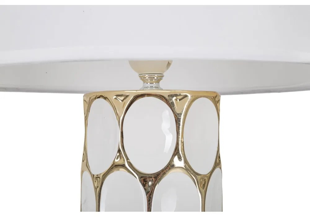 Ceramiczna lampa stołowa w biało-złotym kolorze z tekstylnym kloszem (wysokość 56 cm) Glam Carv – Mauro Ferretti