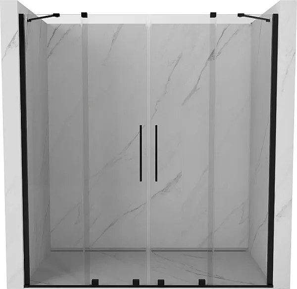 Mexen Velar Duo drzwi prysznicowe rozsuwane 200 cm, transparent, czarne - 871-200-000-02-70