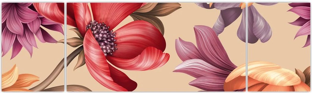 Obraz - Vintage Flowers (170x50 cm)