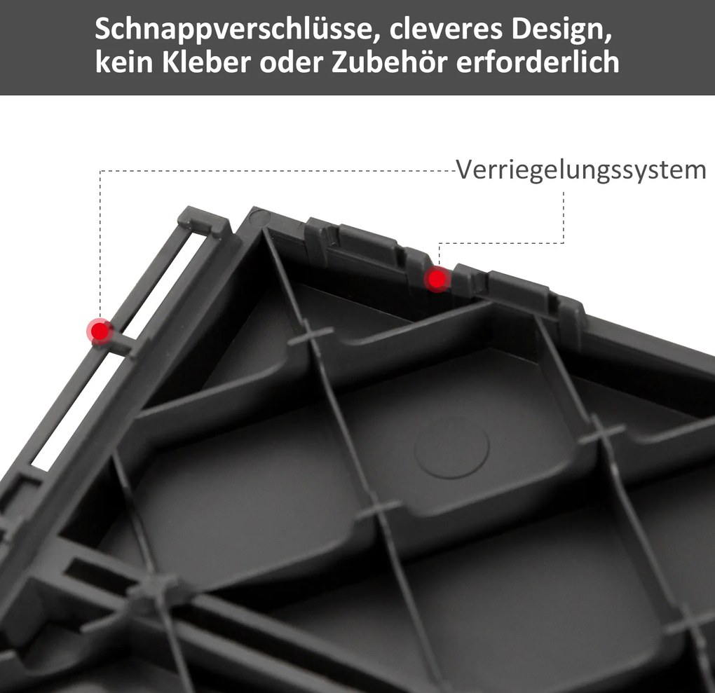 Outsunny Zestaw 9 Płytek Tarasowych i Balkonowych Czarne 30x30cm Plastik do Użytku Wewnętrznego i Zewnętrznego | Aosom PL
