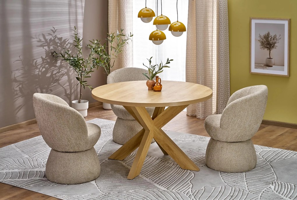 MORUS stół okrągły naturalny 120 cm, 4-osobowy