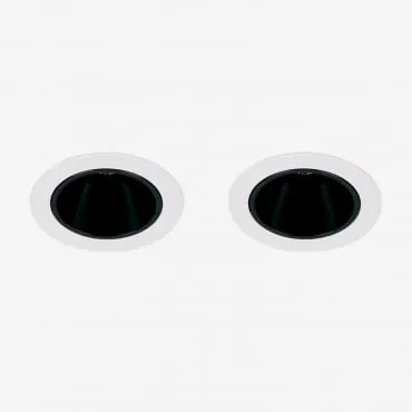 Pack 2 Wbudowanych Downlightów Led Z Okrągłymi Ramkami Ø7 Cm Do Użytku Zewnętrznego, Wykonanych Z Aluminium Luisiana Biały - Czarny & 8 W & 38º & Biał
