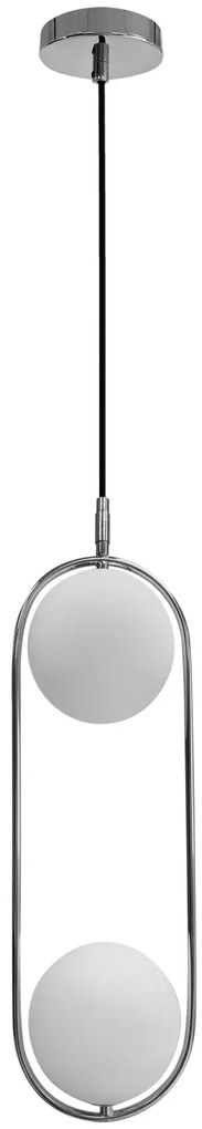 Srebrna industrialna lampa wisząca z dwoma kloszami - M081-Axio