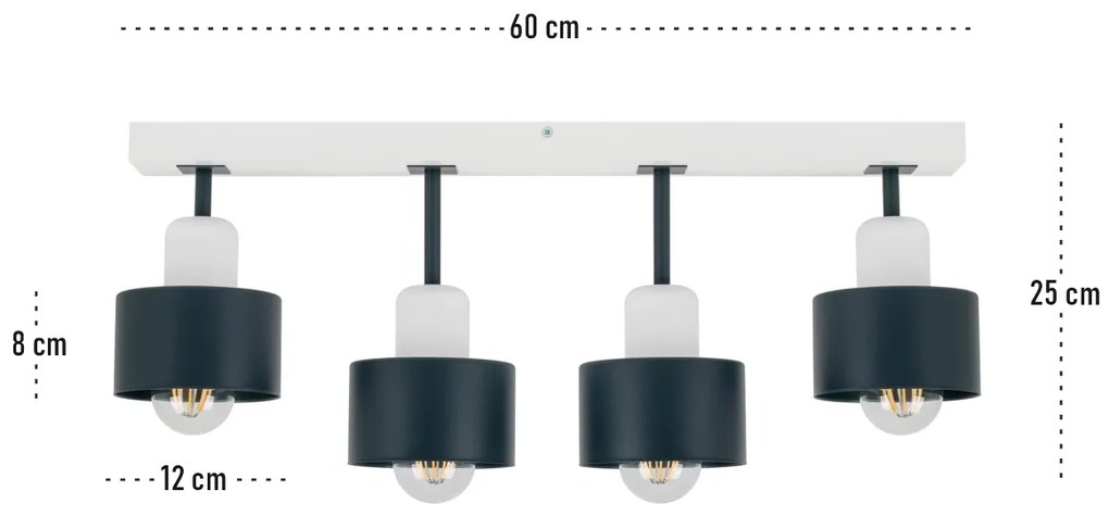 Antracytowo-biała lampa sufitowa, czteropunktowy spot DAN60x7WE z drew