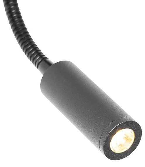 Nowoczesna lampa ścienna czarna z lampką do czytania 2-światła - Saffira Brescia Nowoczesny Oswietlenie wewnetrzne