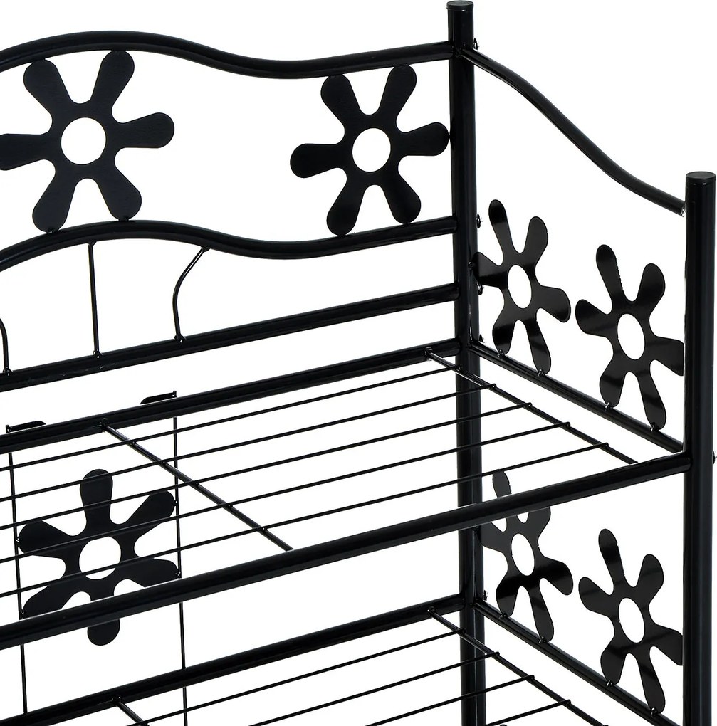 HOMCOM Szafka regał półki metalowa Czarna elegancja Idealna na rośliny 59.5x30x92cm | Aosom PL