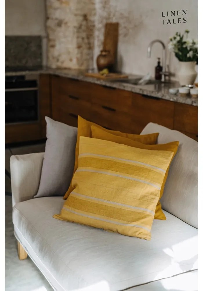 Lniana poszewka na poduszkę 40x40 cm Amber Bronze Stripes – Linen Tales