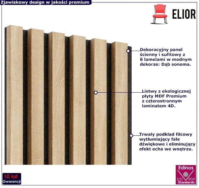 Akustyczne panele lamelowe 2 szt. dąb sonoma N9-M35
