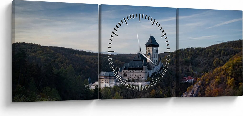 Obraz Karlštejn (z zegarem) (90x30 cm)