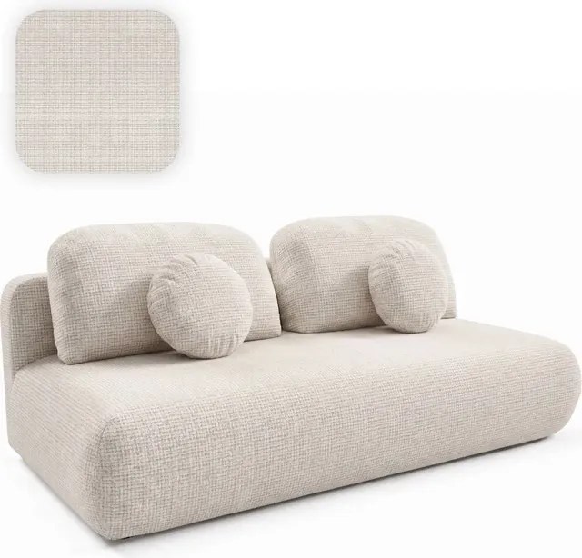 Sofa BASE Rozkładana Dwuosobowa Beżowa Szenil Japandi