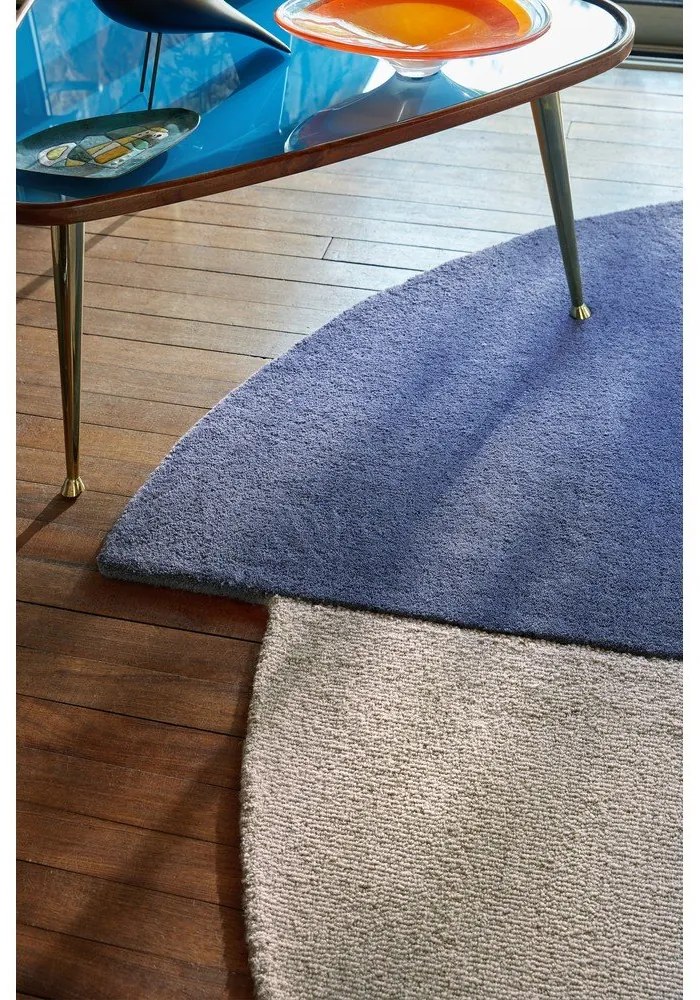 Niebieski wełniany okrągły dywan tkany ręcznie ø 200 cm Mia Segment – Flair Rugs