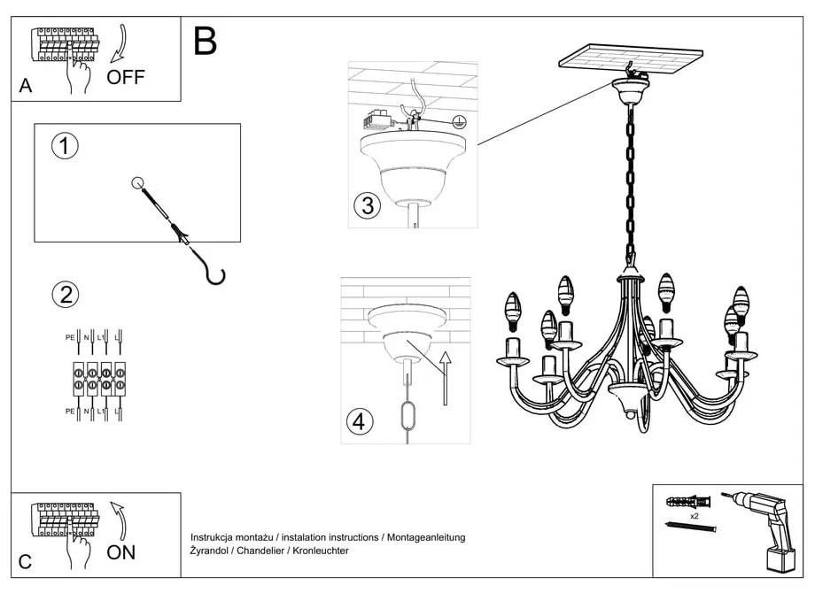 Czarny żyrandolo Sollux Floriano 5