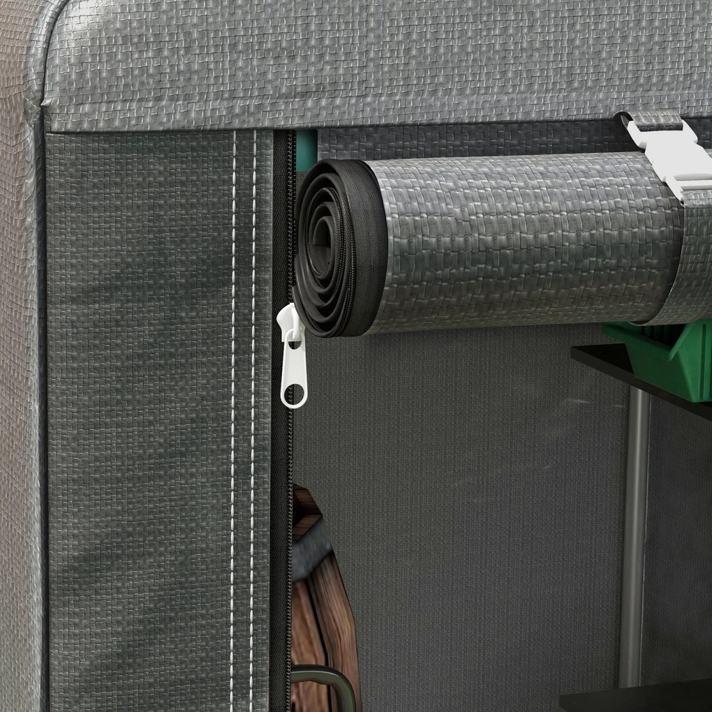 Outsunny Szopa Ogrodowa, Namiot Magazynowy, Mocny i Odporny na Warunki Pogodowe, Stalowy Stelaż, 1,2x1,8x1,6m, Ciemnoszary | Aosom PL