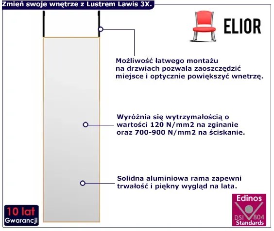 Złote wiszące lustro na drzwi T2-F32